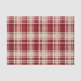 Red Cream Plaid Stripes Tissuepapier