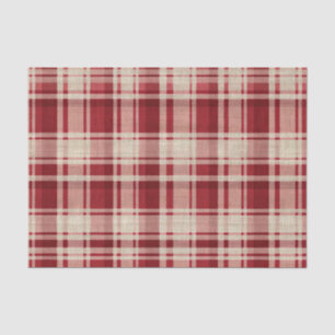 Red Cream Plaid Stripes Tissuepapier