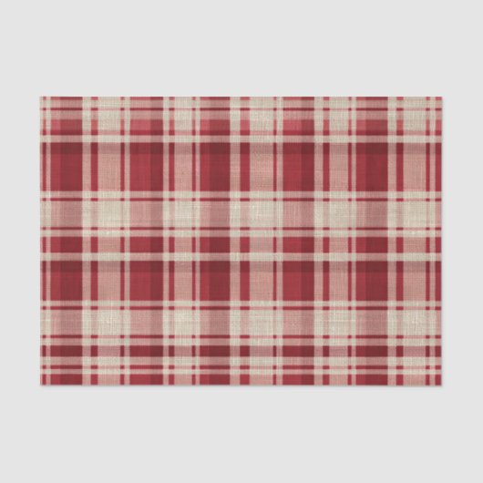 Red Cream Plaid Stripes Tissuepapier (Voorkant)