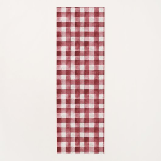 Red Cream Plaid Stripes Yogamat (Voorkant)
