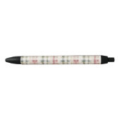 Red Cream Plaid Stripes  Zwarte Inkt Pen (Voorkant)