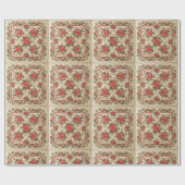 Red & Cream Poinsettias Quilt Pattern Cadeaupapier (Vlak)