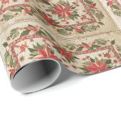 Red & Cream Poinsettias Quilt Pattern Cadeaupapier (Rol Hoek)