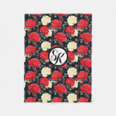 Red & Cream Roos Monogram met patroon Fleece Deken (Voorkant)