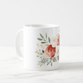 Red Cream Roses Floral Love Koffiemok (Voorkant links)