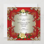 Red Cream Rozen Gold Elegant Birthday Kaart (Achterkant)