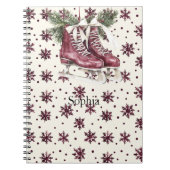 Red Cream Snowflakes Ice Skates Notitieboek (Voorkant)