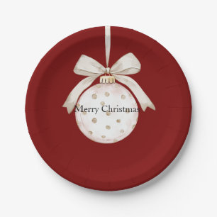 Red Cream Stippen Bow Ornament Christmas Papieren Bordje