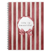 Red Cream Stripes Bow Notitieboek (Voorkant)