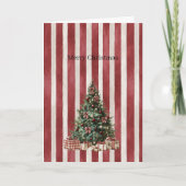 Red Cream Stripes Christmas Tree Kaart (Voorkant)