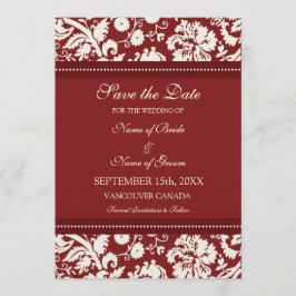Red Cream Wedding Save the Date Kaart