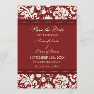 Red Cream Wedding Save the Date Kaart