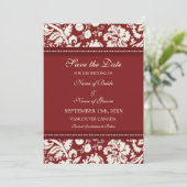 Red Cream Wedding Save the Date Kaart (Staand voorkant)