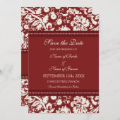 Red Cream Wedding Save the Date Kaart (Voorkant / Achterkant)