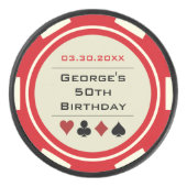 Red Cream White Birthday Poker Chip Las Vegas Hockey Puck (Voorkant)