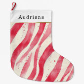 Red Cream White Candy Cane Christmas Grote Kerstsok (Voorkant)