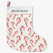 Red Cream White Candy Canes Christmas   Grote Kerstsok (Voorkant)