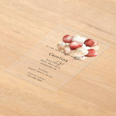 Red Cream White Hearts Balloons Birthday  Acryl Uitnodigingen (Laagn)