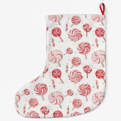 Red Cream White Peppermint Candy Christmas   Grote Kerstsok (Achterkant)