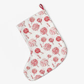 Red Cream White Peppermint Candy Christmas   Grote Kerstsok (Achterkant (Hangend))