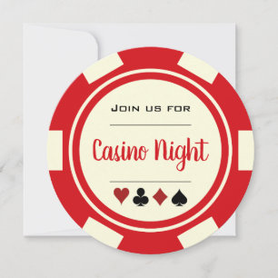 Red Cream White Poker Chip Casino Night Kaart