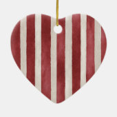 Red Cream White Stripes Gold Ribbon Christmas Keramisch Ornament (Achterkant)
