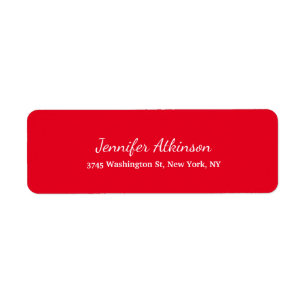 Red Creative Handwriting Plain Simple Etiket