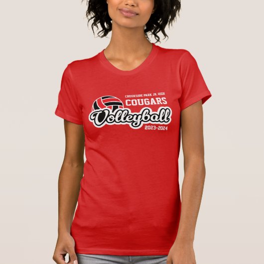 Red Creekside Park Cougars Volleybal 2023-2024 T-shirt (Voorkant)