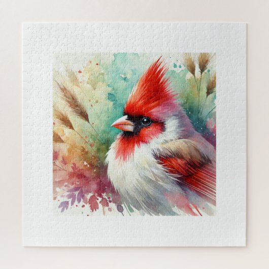 Red crested cardinal 060824AREF107 - Watercolor Legpuzzel (Verticaal)