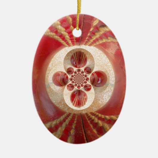 Red Cricket Balls Abstracte kunst Print Design Keramisch Ornament (Voorkant)