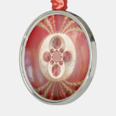 Red Cricket Balls Abstracte kunst Print Design Metalen Ornament (Links)