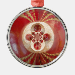 Red Cricket Balls Abstracte kunst Print Design Metalen Ornament