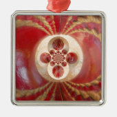 Red Cricket Balls Abstracte kunst Print Design Metalen Ornament (Voorkant)