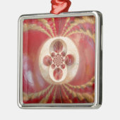Red Cricket Balls Abstracte kunst Print Design Metalen Ornament (Links)