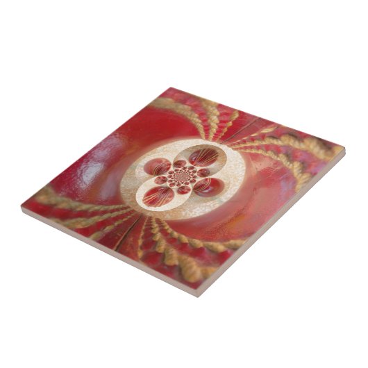 Red Cricket Balls Abstracte kunst Print Design Tegeltje (Zijkant)