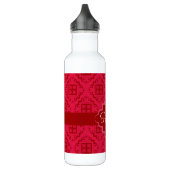 Red Crimson Arabesque Moroccan grafisch ontwerp Waterfles (Links)