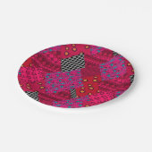 Red Crimson Colorful Patchwork Papieren Bordje (Gekanteld)