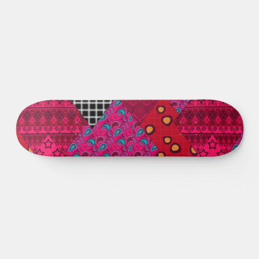 Red Crimson Colorful Patchwork Persoonlijk Skateboard (Horizontaal)