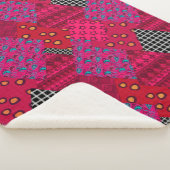 Red Crimson Colorful Patchwork Sherpa Deken (3/4)