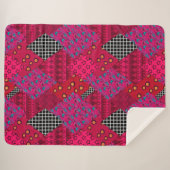 Red Crimson Colorful Patchwork Sherpa Deken (Voorkant (horizontaal))