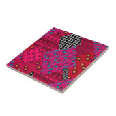Red Crimson Colorful Patchwork Tegeltje (Zijkant)