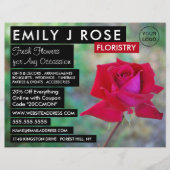 Red Crimson Roos, Floristry Adverteren Flyer (Voorkant)
