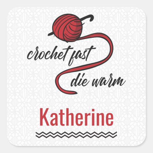 Red Crochet Fast, Die Warm Vierkante Sticker (Voorkant)