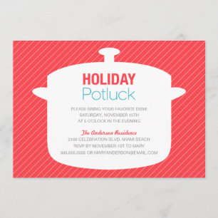 RED CROCK POT   HOLIDAY POTLUCK INVITATIONS KAART