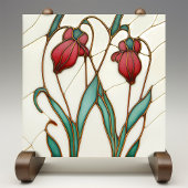 Red Crocus Wall Decor Art Nouveau Art Deco Tegeltje