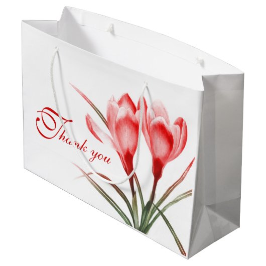 Red crocus waterverf art bedankt cadeautas (Achterkant Gekanteld)
