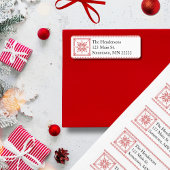 Red Cross-Stitch Snowflake Etiket