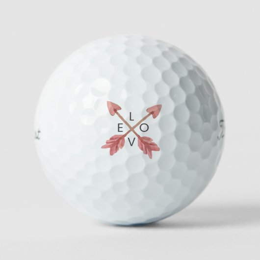 Red Crossed Arrows 'LOVE' Classic Elegant Romantic Golfballen (Voorkant)