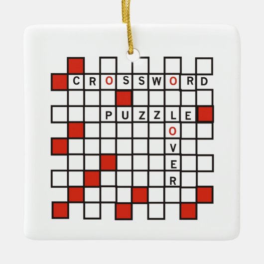 Red Crossword Puzzle Lover Keramisch Ornament (Voorkant)