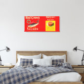 Red Crown Brand Salmon Label- Seattle, WA Canvas Afdruk (Insitu (Slaapkamer))